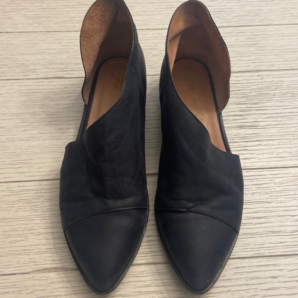 Free people black slip on leather shoes
